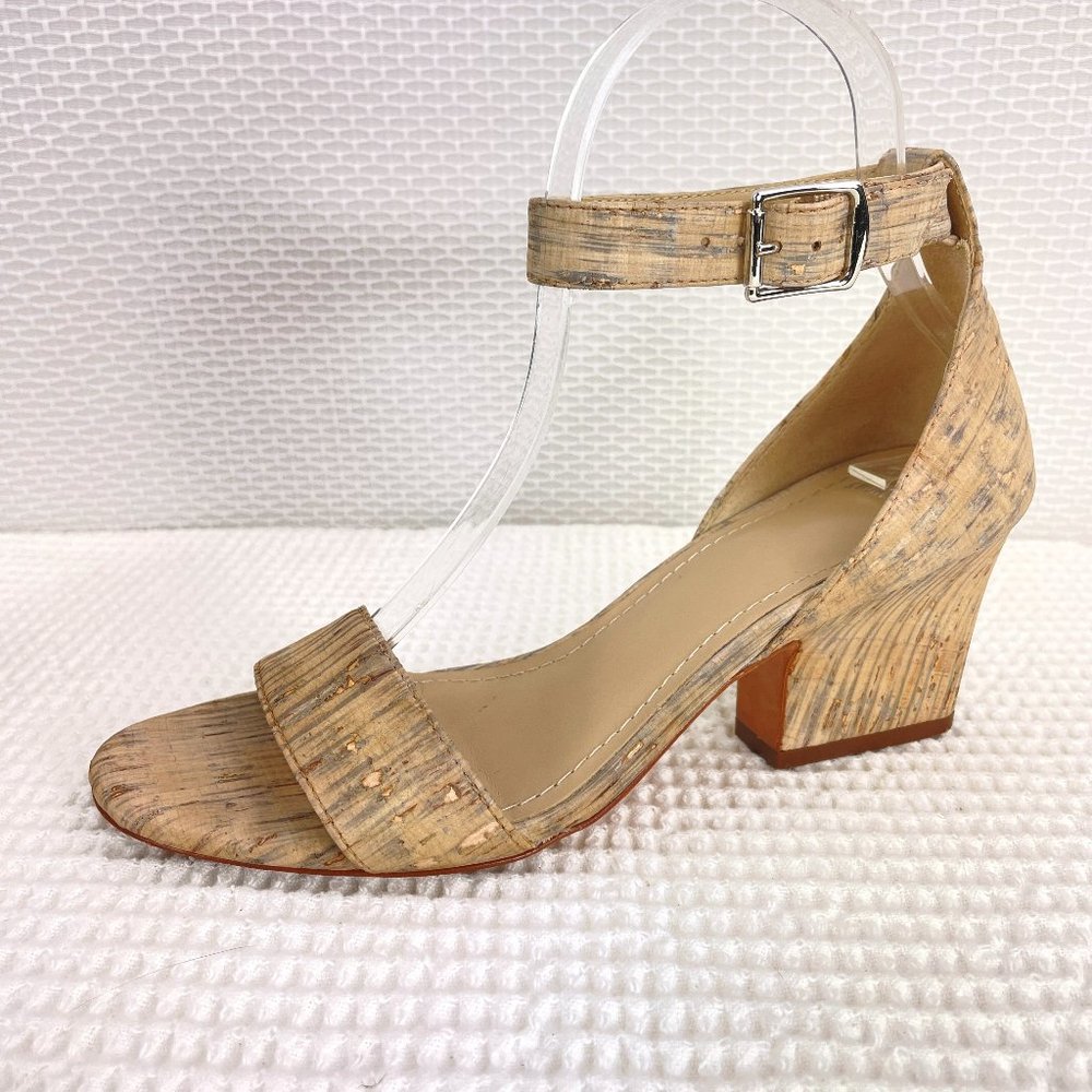 JOHNSTON & MURPHY cork block heel ankle strap sandal -SZ 7